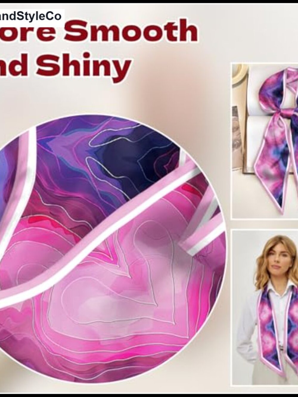 Silk Feeling Satin Scarf Long Thin Fashion Hair Neck Scarf Handbag Decoration - Picture 3 of 6